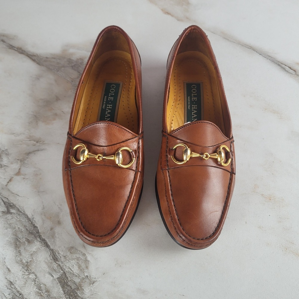 Cole Haan Italy Classic Horsebit Loafers Size 7 M Men's Gold Tone Bit